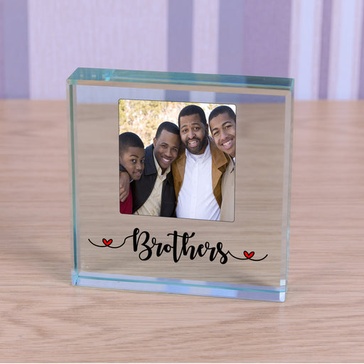 Brothers Photo Glass Token Keepsake Paperweight Gift
