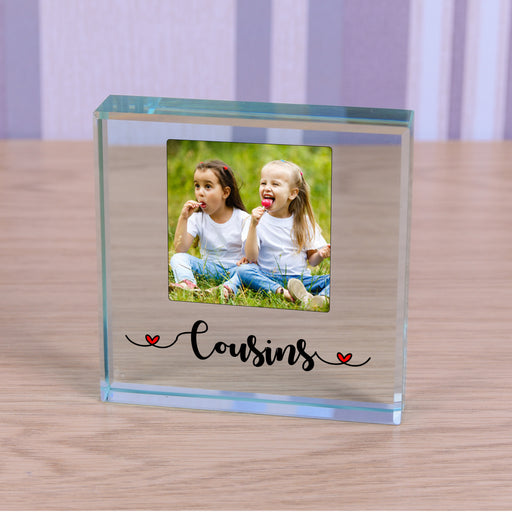 Cousins Photo Glass Token Keepsake Paperweight Gift
