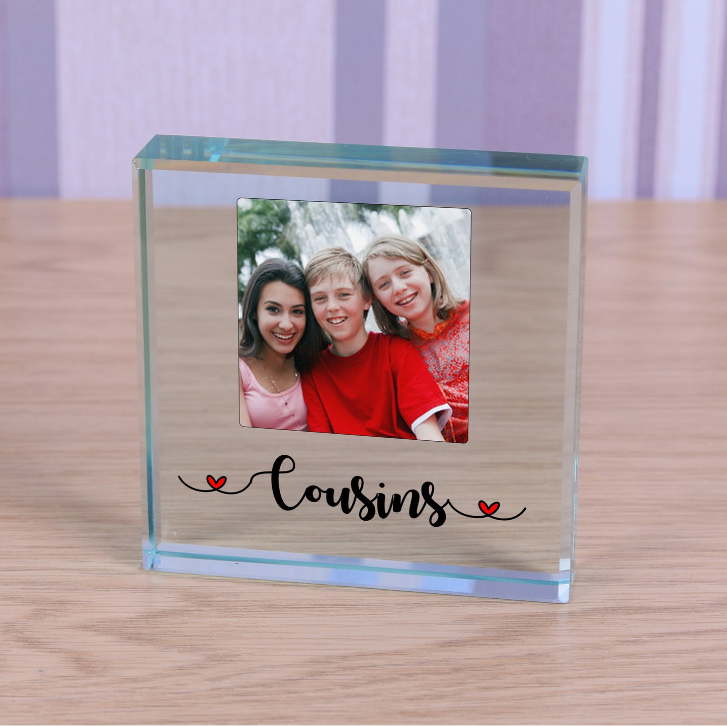 Cousins Photo Glass Token Keepsake Paperweight Gift