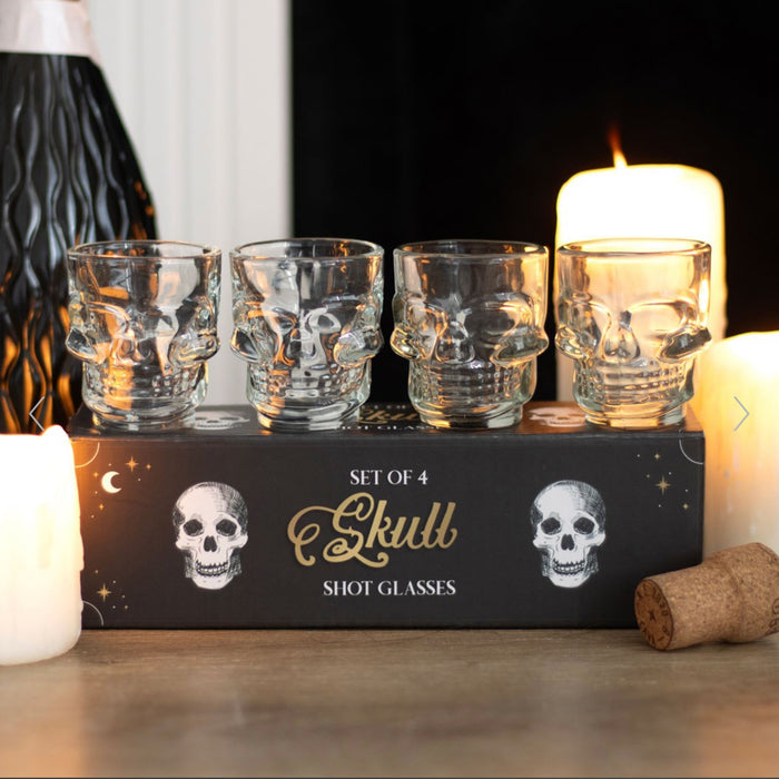 Set of 4 Skull Shaped Shot Glasses