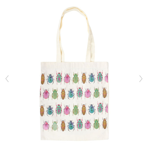 Whimsical Beetle Design Print Polycotton Tote Bag