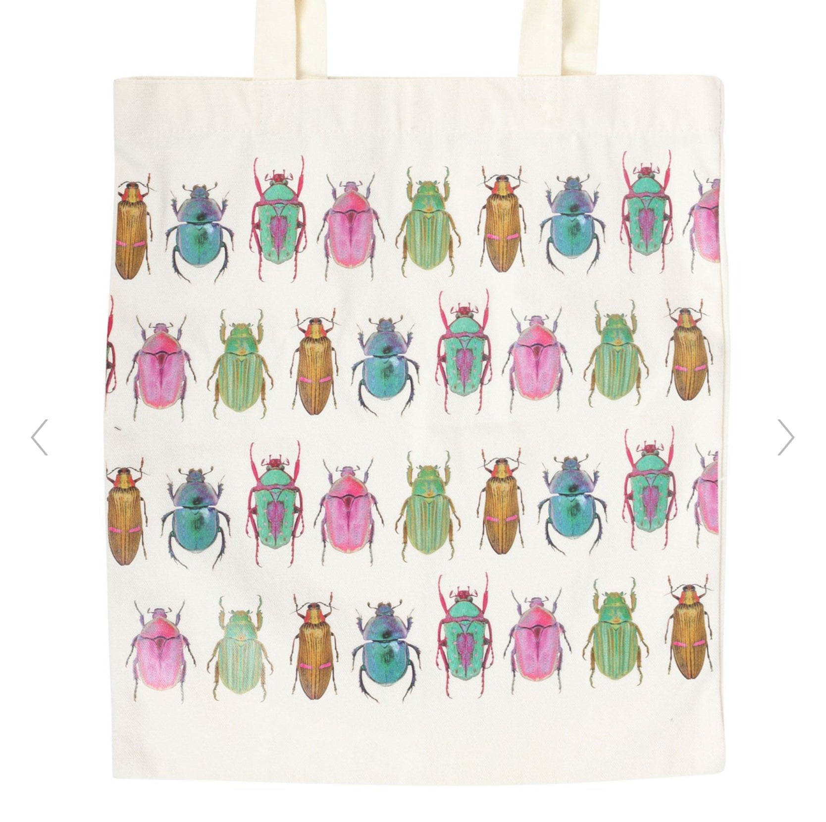 Whimsical Beetle Design Print Polycotton Tote Bag