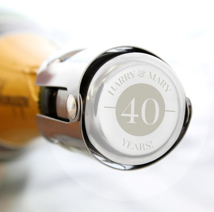 Personalised 40th Ruby Anniversary Bottle Stopper