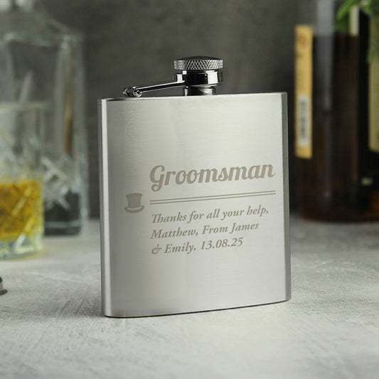 Personalised Groomsman Hip Flask With Gift Box