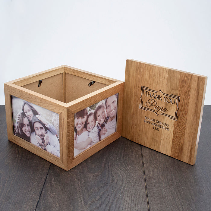 Personalised Thank You Large Oak Photo Frame Keepsake Box