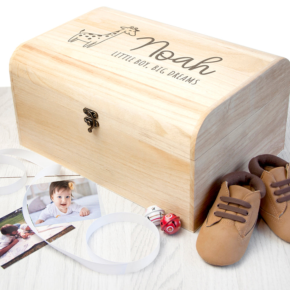 Personalised Baby Giraffe Keepsake Chest Box