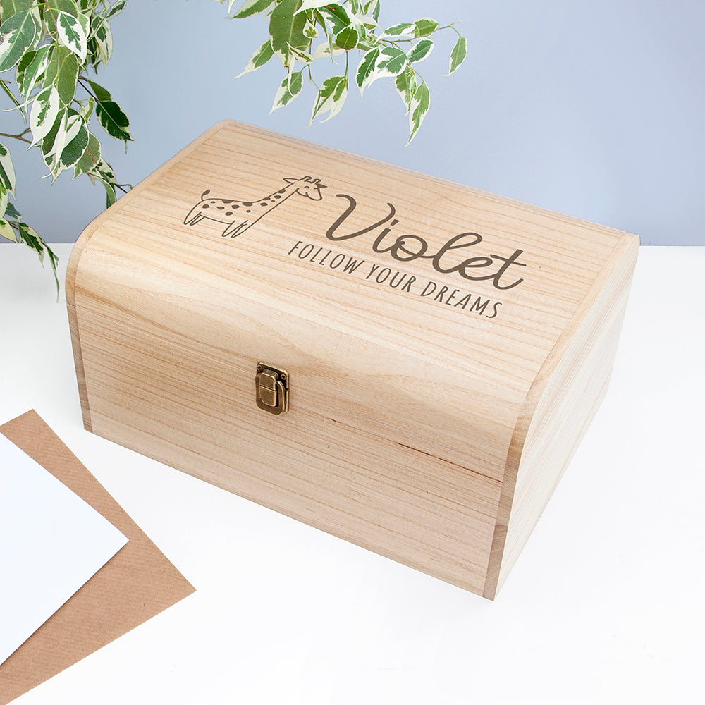 Personalised Baby Giraffe Keepsake Chest Box