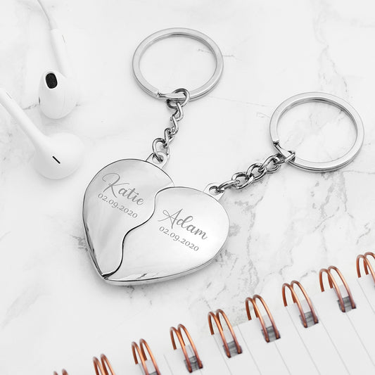 Personalised Joining Hearts Magnetic Special Date Keyring Set