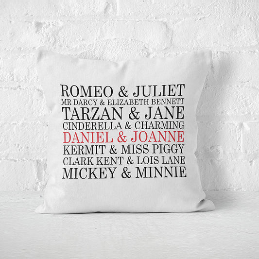 Personalised Famous Couples Cushion Cover