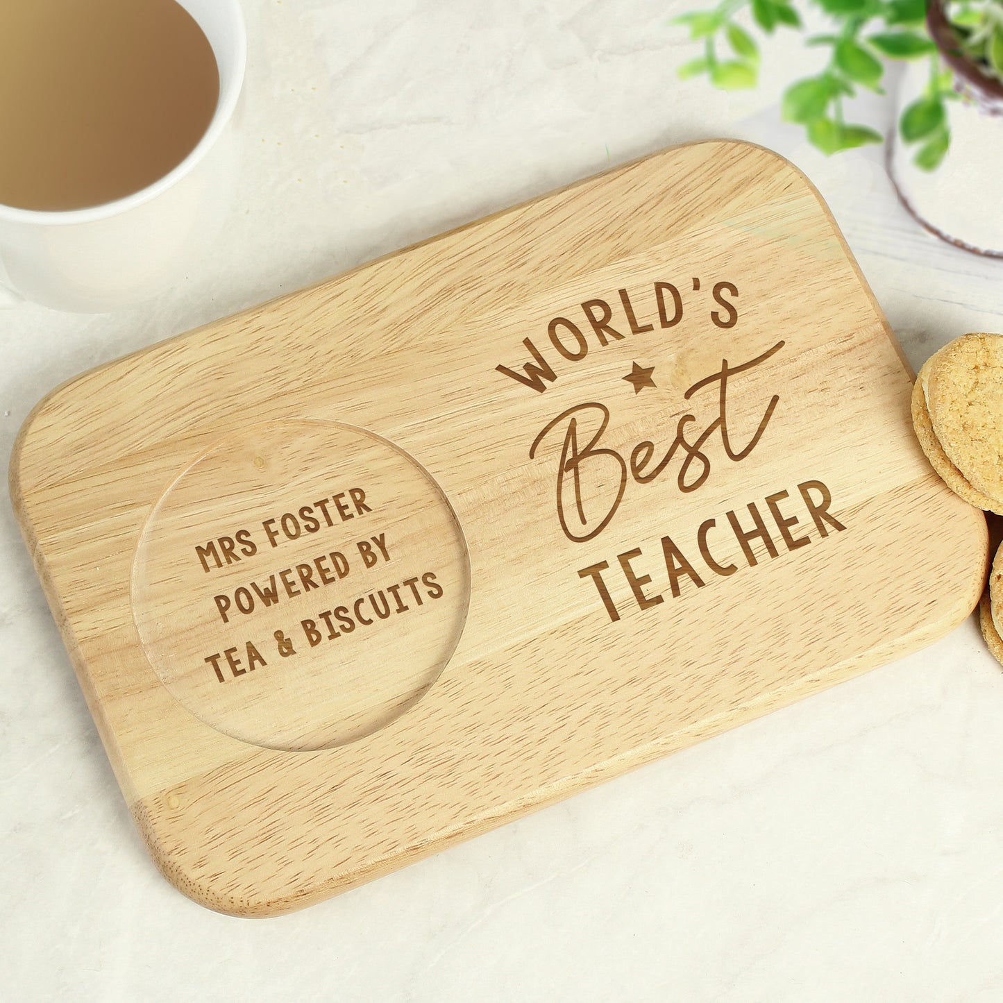 Personalised World's Best Teacher Wooden Coaster Tray