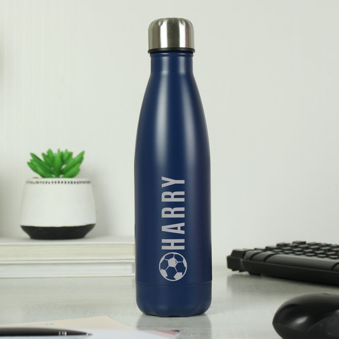 Personalised Football Design Insulated Water Bottle - Navy