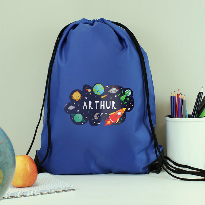 Personalised Space Design Swim & Kit Bag - Blue