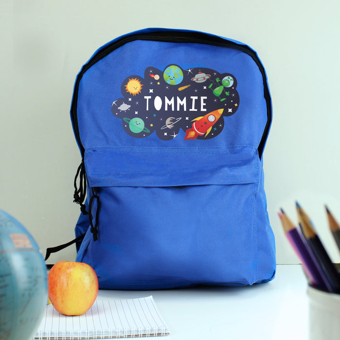 Personalised Space Design Kids Backpack - Blue