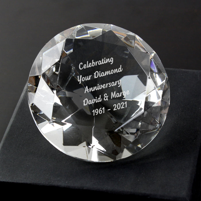 Personalised 60th Diamond Anniversary Paperweight Gift Boxed