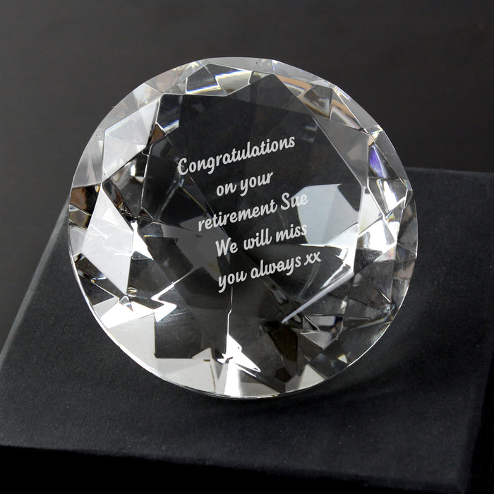 Personalised Retirement Diamond Paperweight Gift Boxed