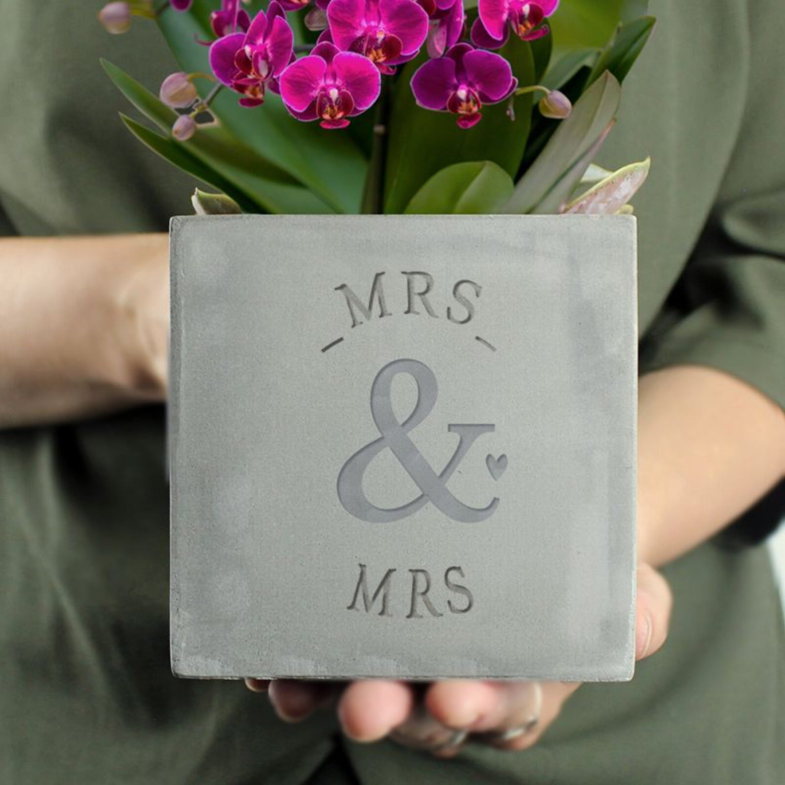 Mrs and Mrs Concrete Plant Pot