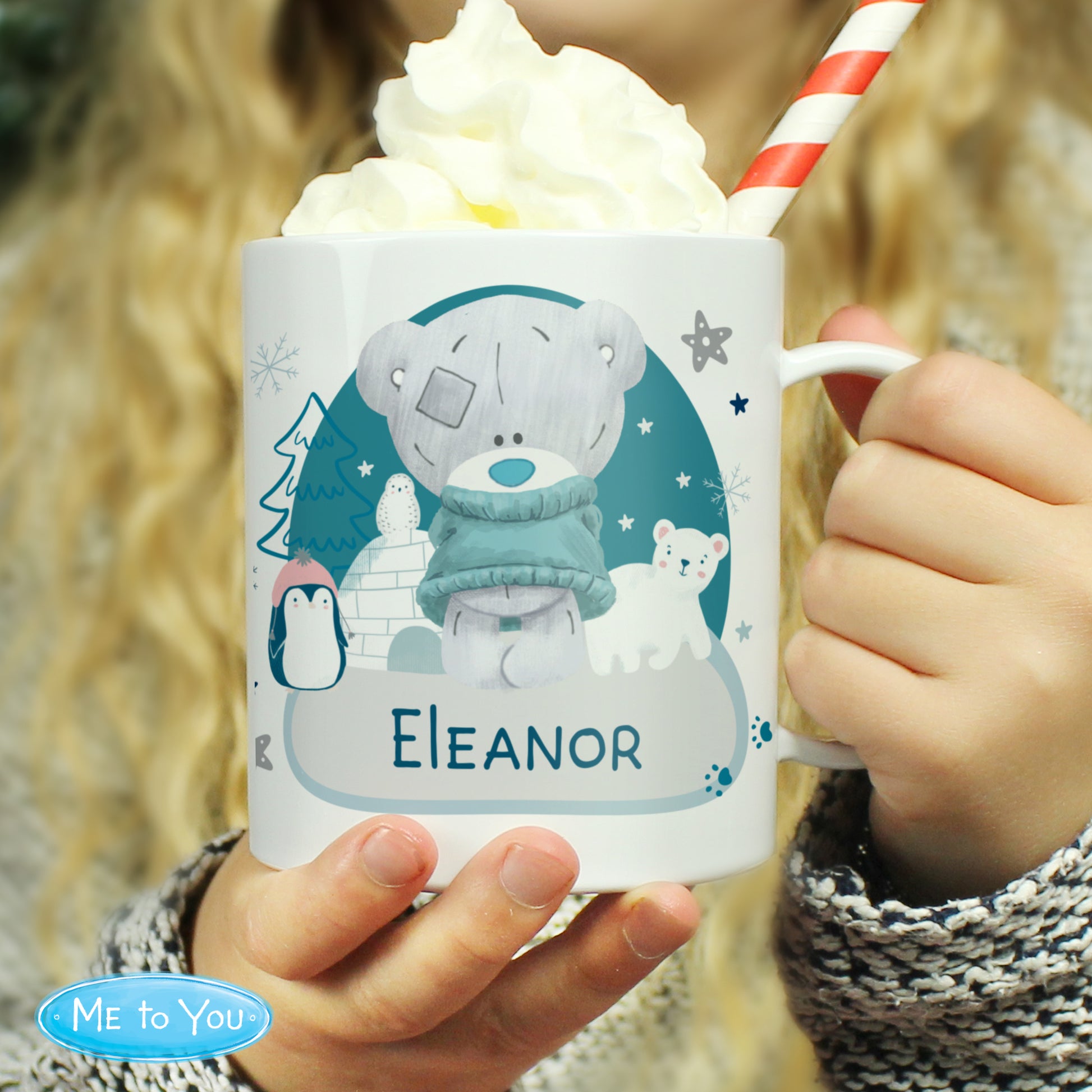 Personalised Winter Explorer Christmas Tiny Tatty Teddy Plastic Mug