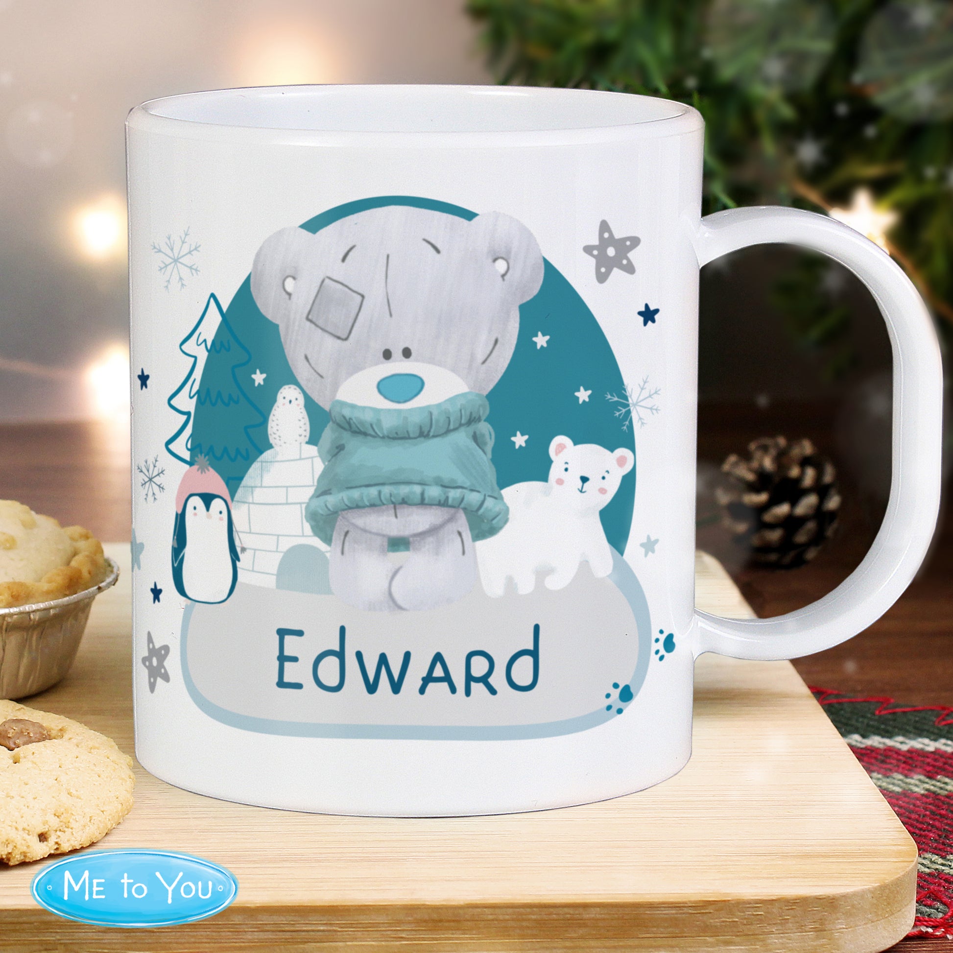 Personalised Winter Explorer Christmas Tiny Tatty Teddy Plastic Mug