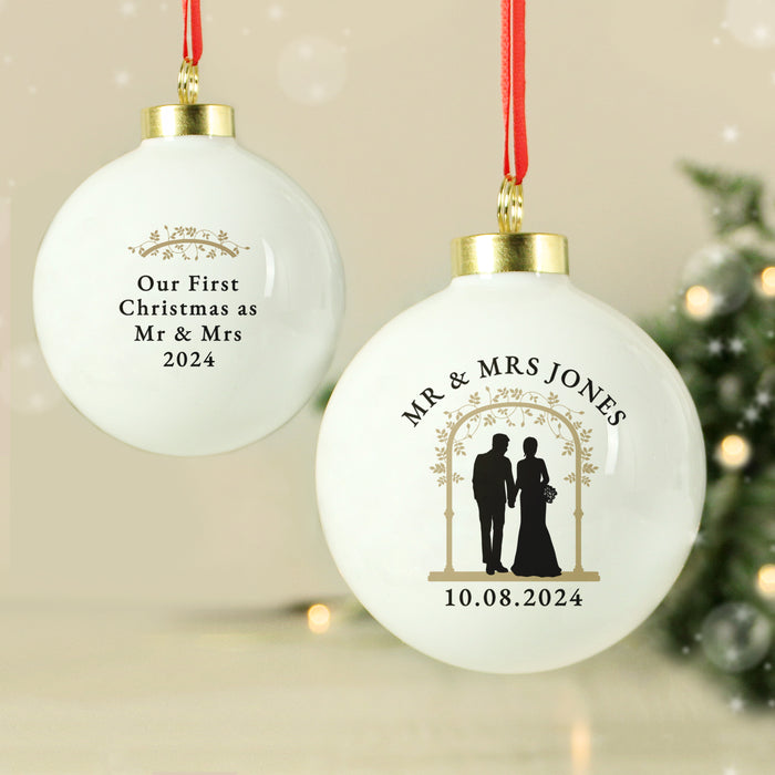 Personalised Mr & Mrs Christmas Bauble