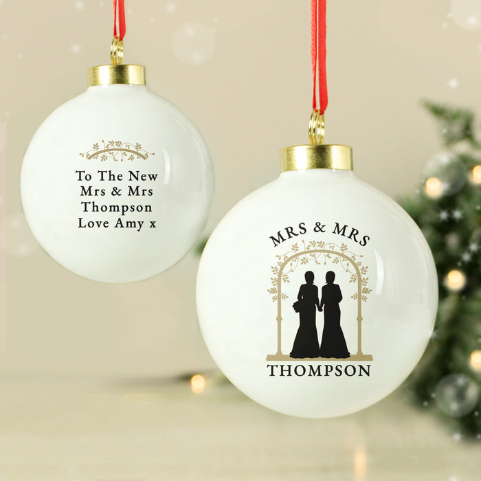 Personalised Mrs & Mrs Christmas Bauble