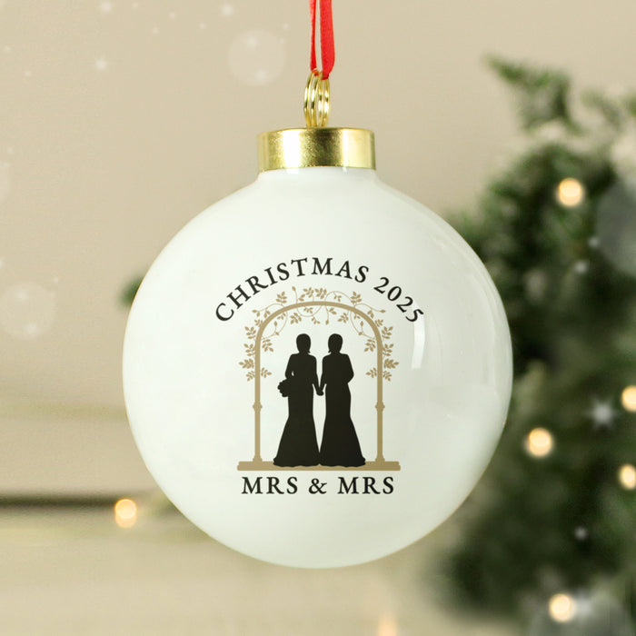 Personalised Mrs & Mrs Christmas Bauble