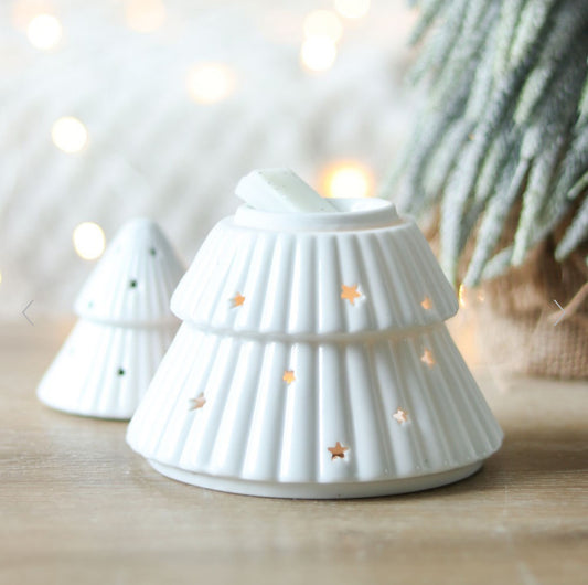 White Christmas Tree Shaped Oil Wax Melt Burner