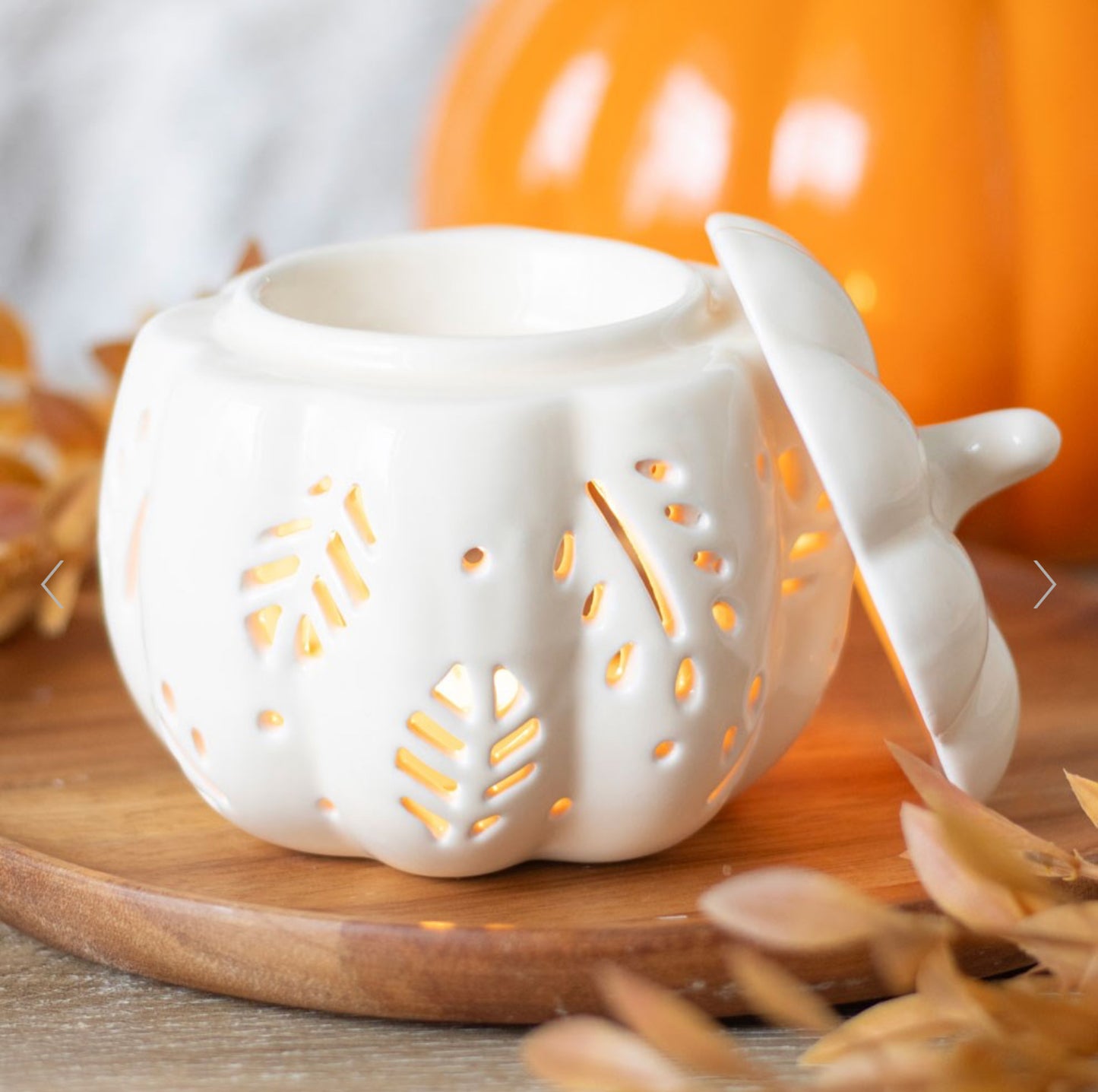 Off White Autumn Leaves Pumpkin Oil Wax Melt Burner