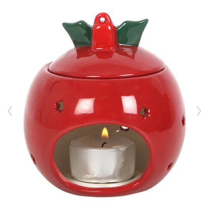 Red Bauble Shaped Christmas Oil Wax Melt Burner