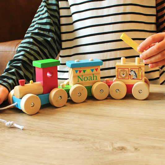 Personalised Wooden Train Toy Set - Circus Design