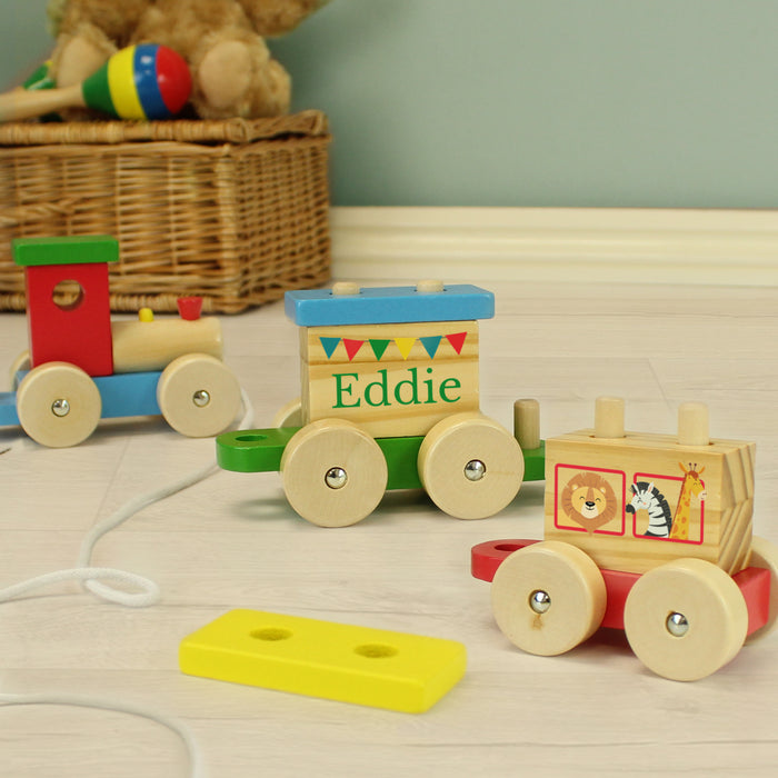 Personalised Wooden Train Toy Set - Circus Design