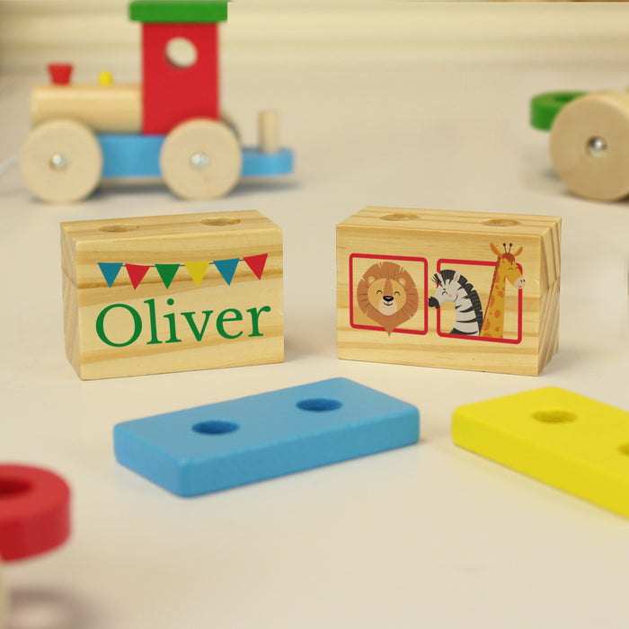 Personalised Wooden Train Toy Set - Circus Design