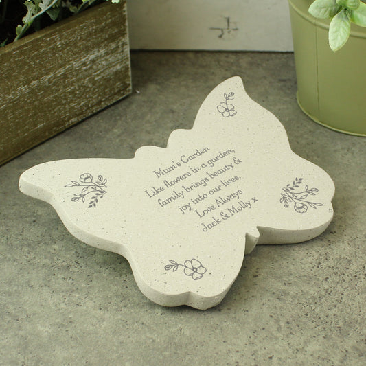 Personalised Floral Butterfly Grave Memorial Stone Marker