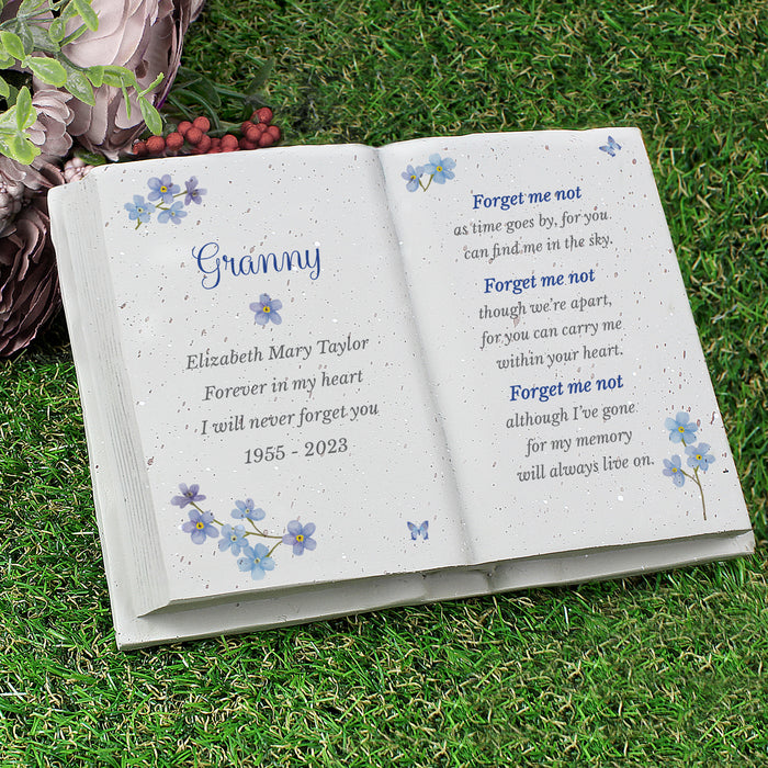 Personalised Forget Me Not Memorial Resin Gravestone Book