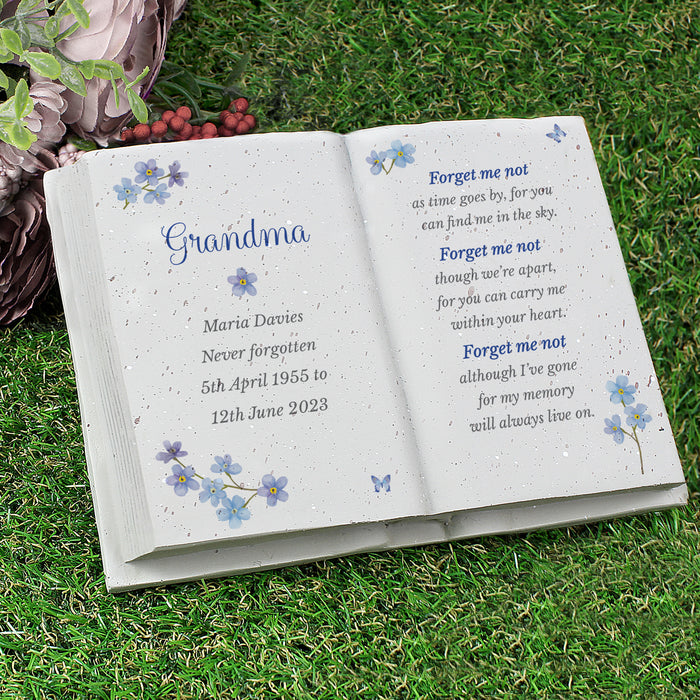 Personalised Forget Me Not Memorial Resin Gravestone Book