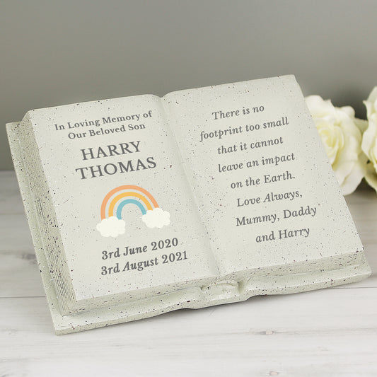 Personalised Rainbow Memorial Gravestone Book