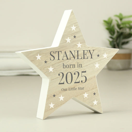 Personalised Born In 2025 Wooden Star Ornament