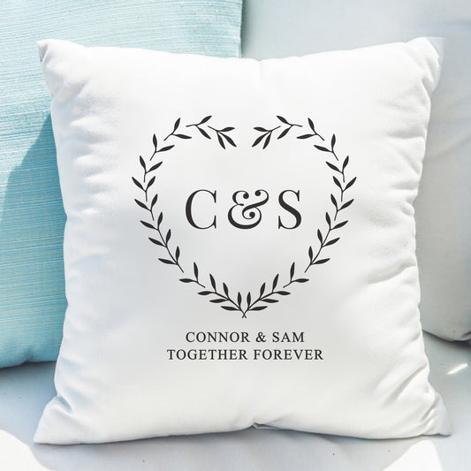 Personalised Grey Heart Annversary & Wedding Cushion