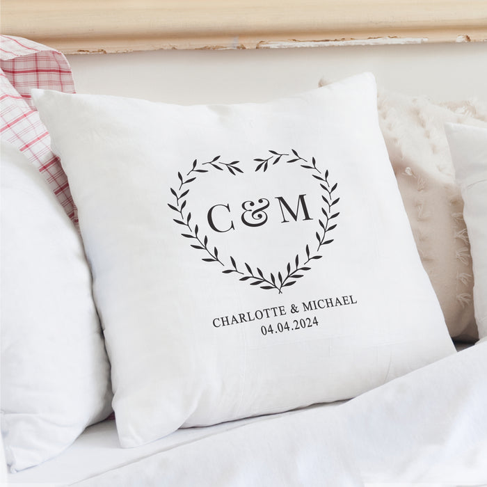 Personalised Grey Heart Annversary & Wedding Cushion