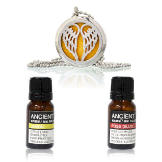 Aromatherapy Diffuser Angel Wings Necklace and Essential Oils Gift Set