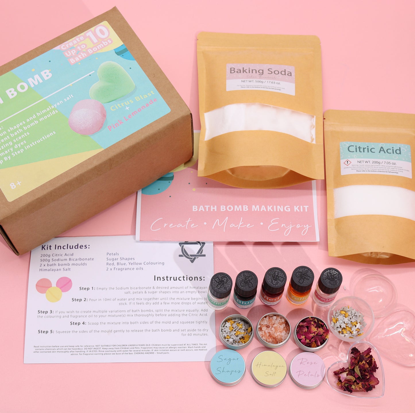 Create Your Own Bath Bomb Kit Gift Set - Pink Lemonade & Citrus Blast