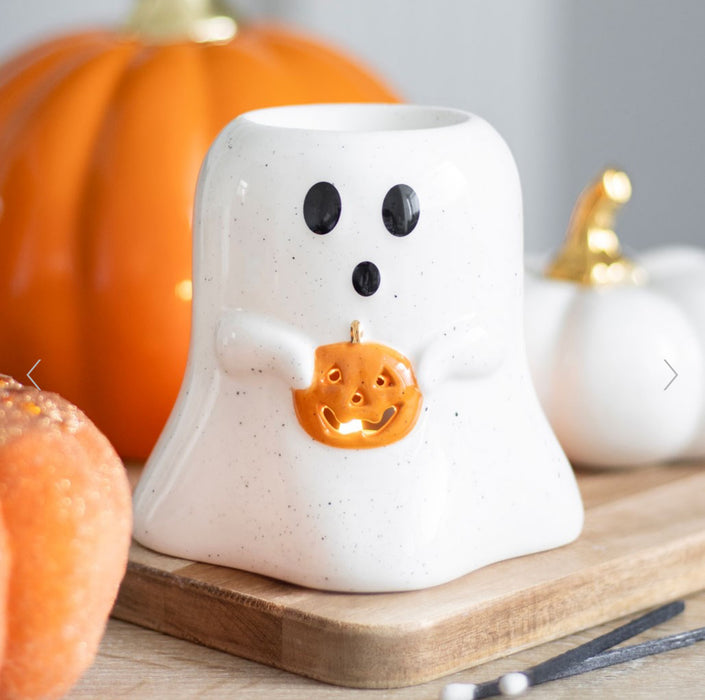 Halloween Ghost Shaped Oil Burner with Pumpkin