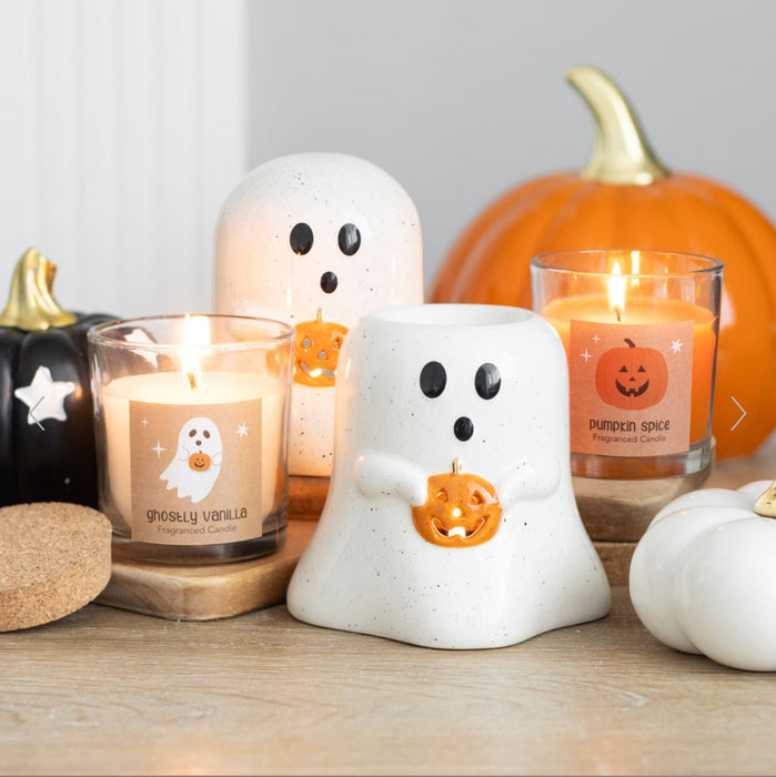 Halloween Ghost Shaped Oil Burner with Pumpkin