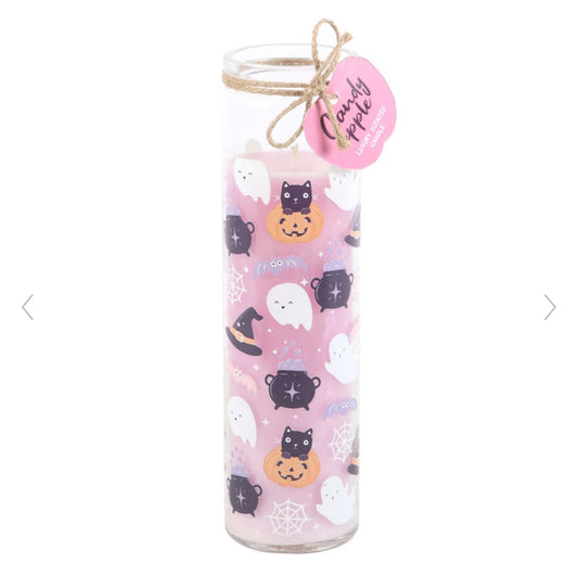 Pastel Halloween Black Cat & Ghost Design Candy Apple Tube Candle