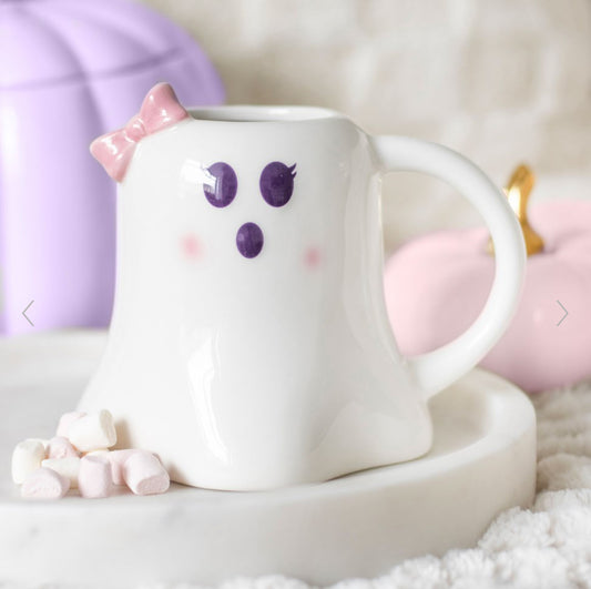 Halloween Miss Boo Ghost Shaped Mug with Bow