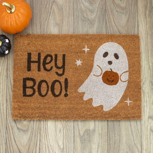 Halloween Hey Boo Ghost Coir Doormat