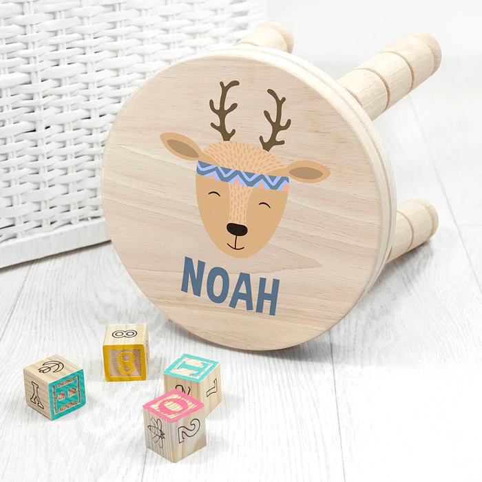 Personalised Cute Deer Kids Wooden Stool