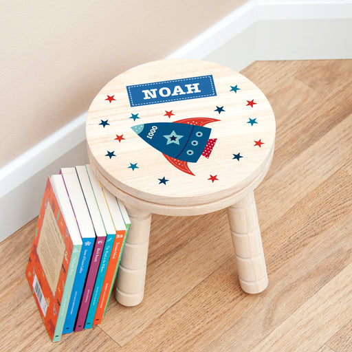 Personalised Kid’s Space Rocket Wooden Stool