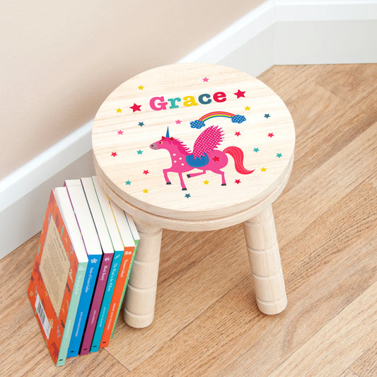 Personalised Kid’s Unicorn Wooden Stool