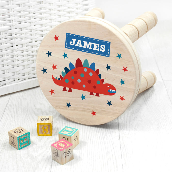 Personalised Kid’s Dinosaur Wooden Stool