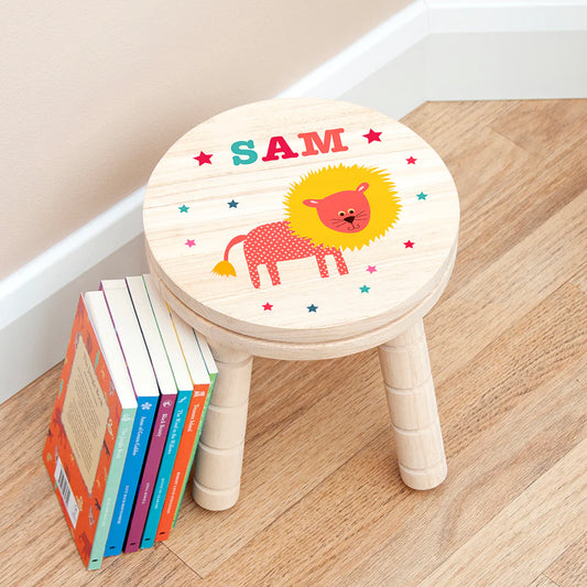 Personalised Kid’s Lion Wooden Stool